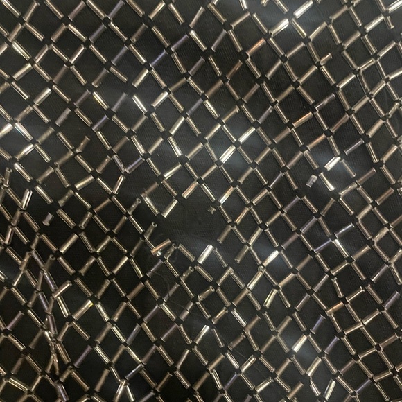 Mac Duggal Beaded Wrap V-Neck Full Length Dress 93787 Black Silver Sz 12* - Picture 6 of 9